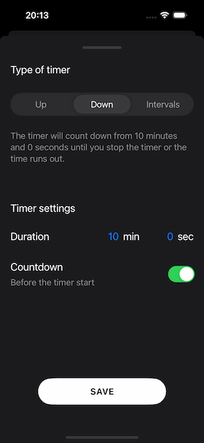 The Box Timer app - How to set a timer that counts down step 3