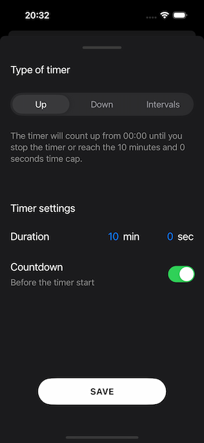 The Box Timer app - How to set a timer that counts up step 3
