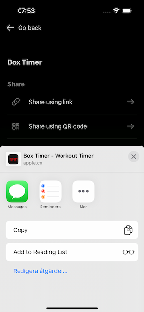 The Box Timer app - How to share the app with a friend step 4B